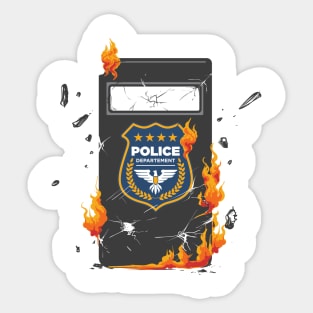 chaos demonstration burn the police shield Sticker